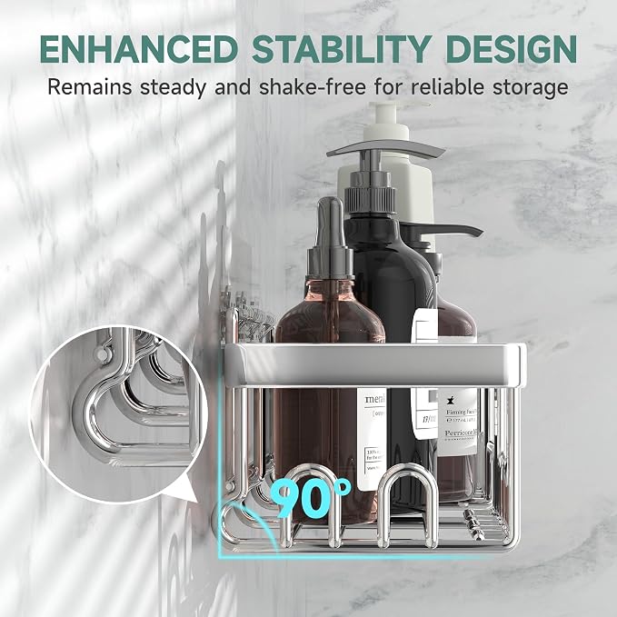 Veken Adhesive Shower Caddy 5-Pack, Heavy Weight Bearing, Large Wall Mounted - Image 2