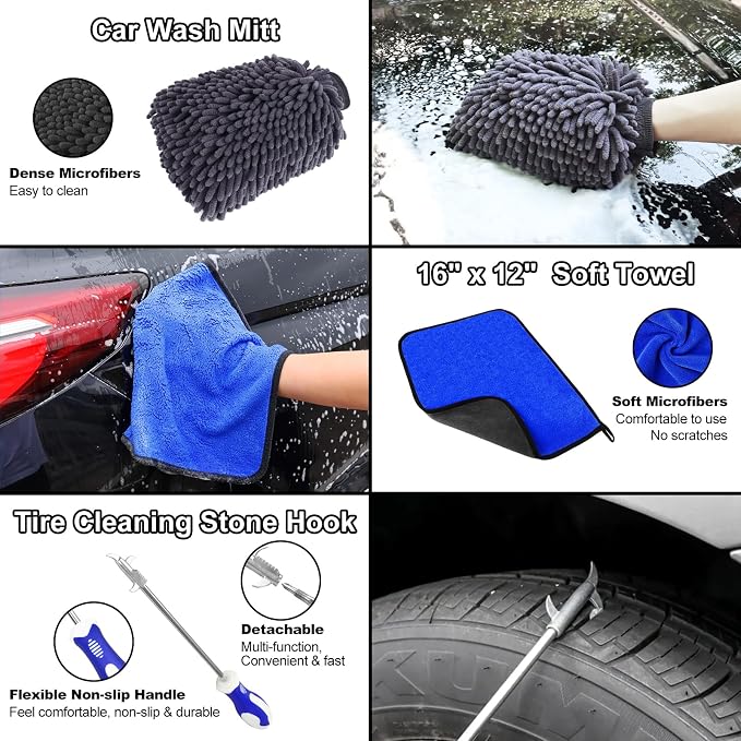 12Pcs Wheel Brush Kit for Cleaning Wheel and Tire, Wheel and Rim Brush - Image 6