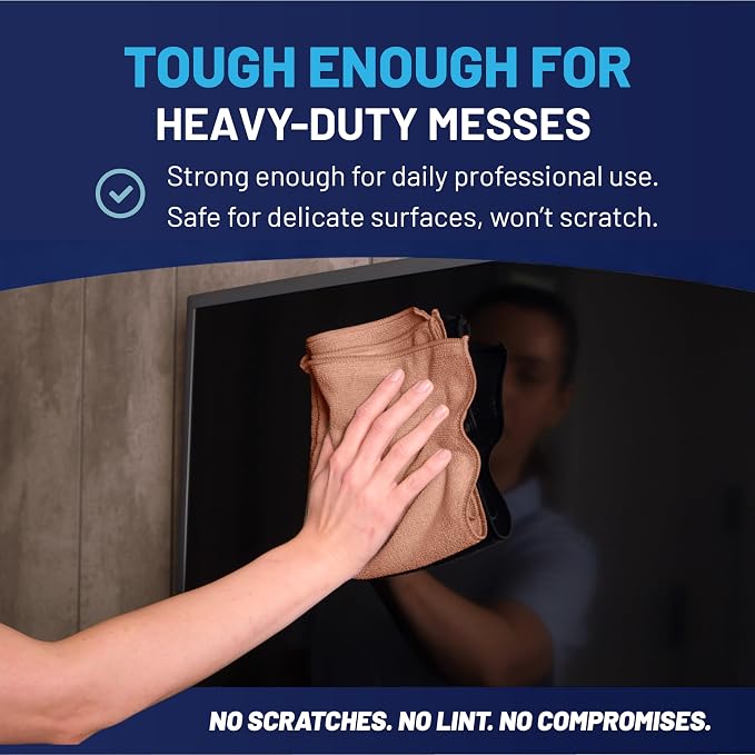 MW Pro Microfiber Cleaning Cloth | Tan | 12 Pack | 16” x 16” | All Purpose - Image 6