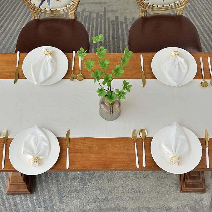 BALCONY & FALCON Velvet Table Runner 14"x118" Ivory Luxury Machine Washable Farmhouse Vintage Runner for Table Dining, Party, Wedding, Birthday, Easter, Thanksgiving & Christmas & Home Décor