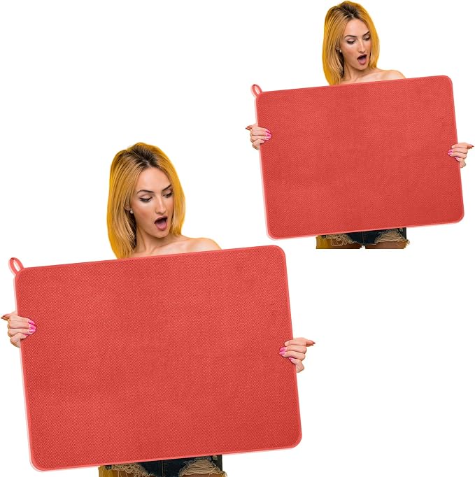 Hushee 2 Pack Extra Large Dish Drying Mat Microfiber Absorbent Dish Drying Pad by Hushee