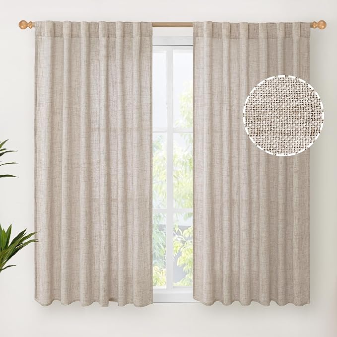 YoungsTex Short Linen Curtains 54 Inches Long by YoungsTex