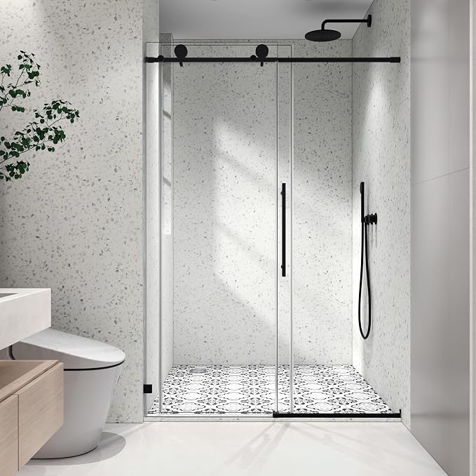 Frameless Shower Door 49"-54" W x 76" H-5/16 Tempered Glass Single Sliding by Favfurish