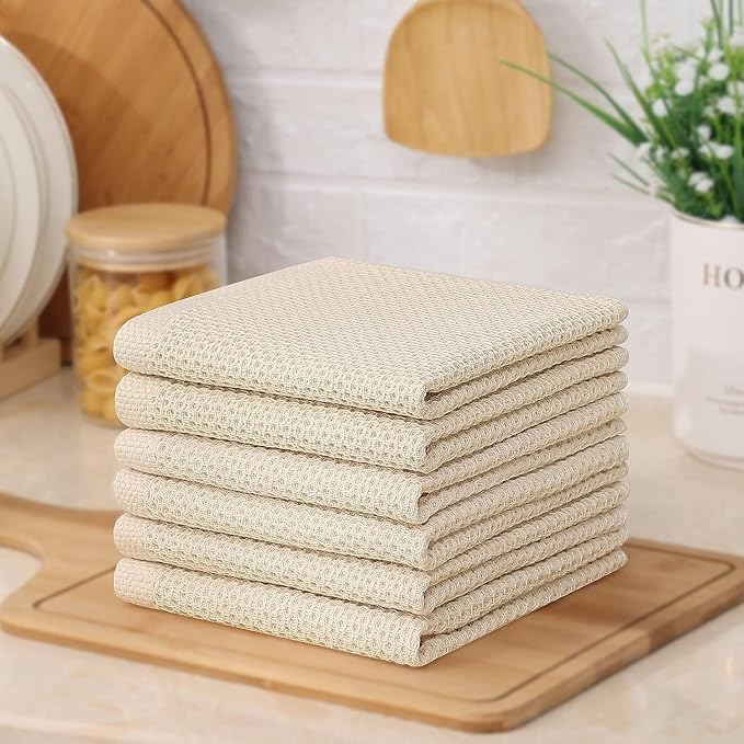 Kitinjoy 100% Cotton Kitchen Dish Cloths 8 Pack, Waffle Weave Ultra Soft - Image 7