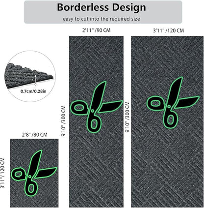jxgzyy Commercial Hallway Runner Rugs 2'11" x 9'10", Non-Slip Indoor Outdoor Doormat, Heavy Duty Floor Mat for Entrance, Porch, Patio, Garage, High Traffic Area, Dark Grey