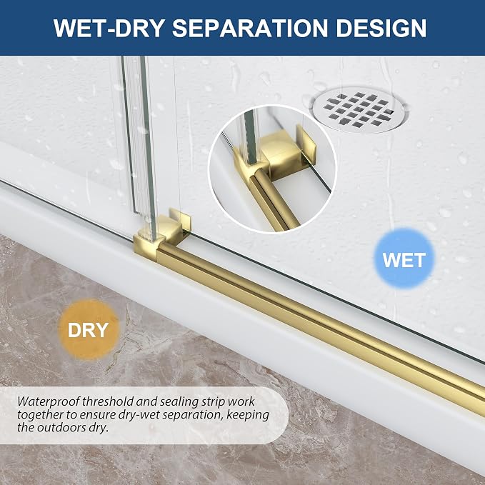 Frameless Shower Door, 5/16" Glass Sliding Shower Door - Image 9