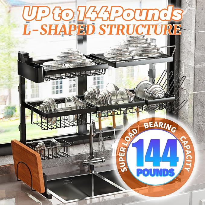 Over Sink Dish Drying Rack Snap-On Design Large Dish Drainer Storage Counter - Image 7