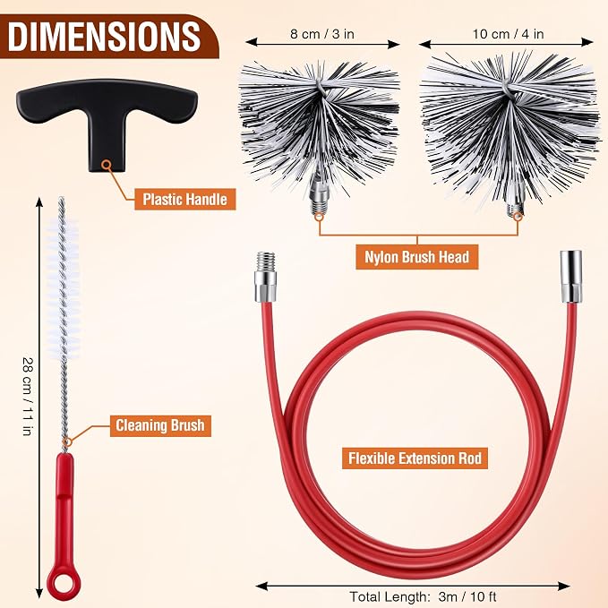 Feekoon Pellet Stove Cleaning Kit, 10 FT Flexible Steel Rod - Image 2
