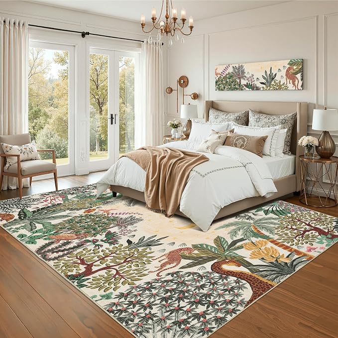 GarveeHome Area Rugs 8x10 for Living Room, Jungle Animal Large Washable Rug - Image 6
