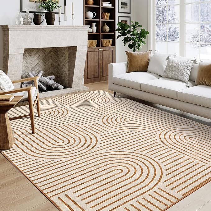 Washable Rug 5x7 Area Rugs for Living Room, Abstract Rug for Bedroom, Soft by ROYHOME