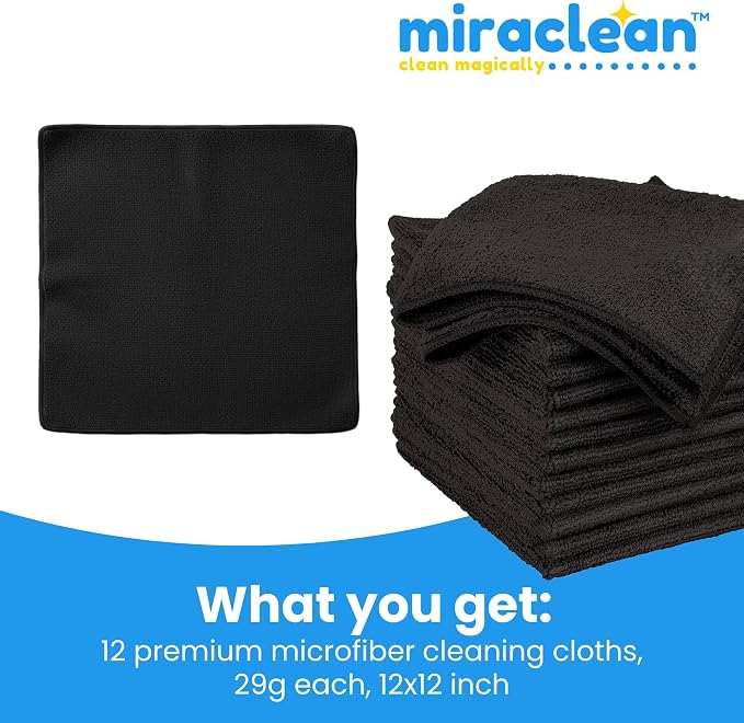 Microfiber Cleaning Cloth Black 12 Pack Premium Microfiber Towels - Image 4