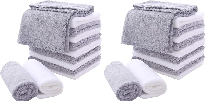 MOONQUEEN Microfiber Facial Cloths Fast Drying Washcloth 24 Pack by MOONQUEEN