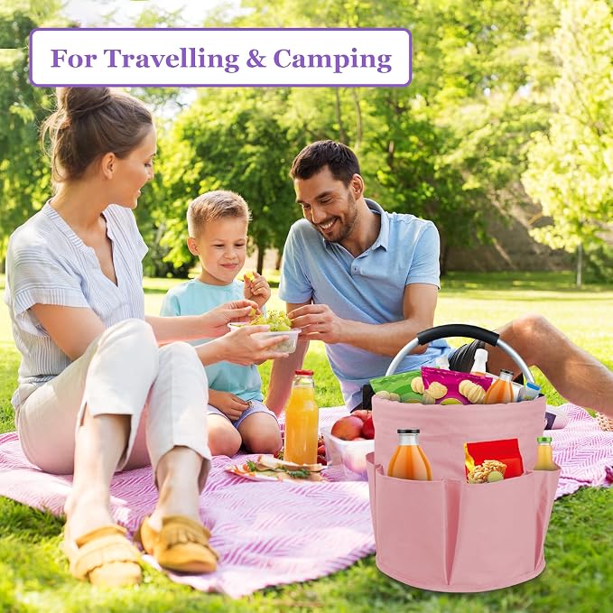 17L Portable Shower Caddy with 6 Side Pockets, Foldable Cleaning Supply Caddy - Image 4
