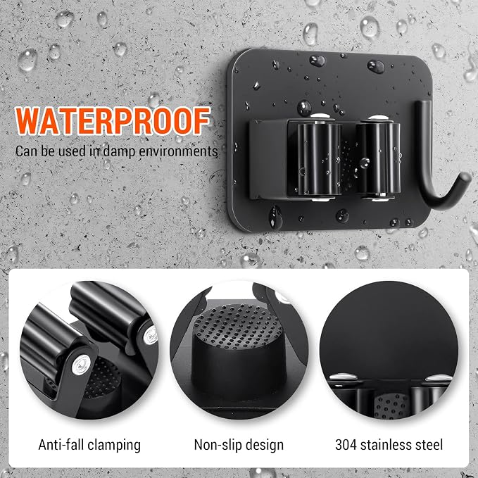 Batur 4 Pack Broom Holder Wall Mount, Super Anti-Slip Mop and Broom Holder Wall - Image 2