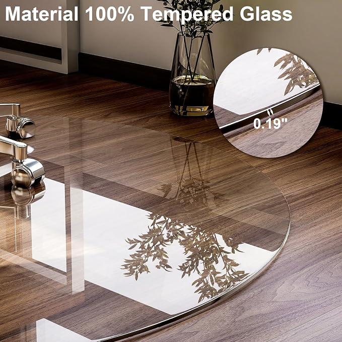 55" x 55" Round Tempered Glass Chair Mat - Image 3