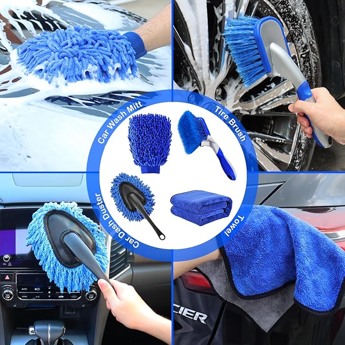 62'' Car Wash Brush Kit Mitt Mop Sponge - Image 6