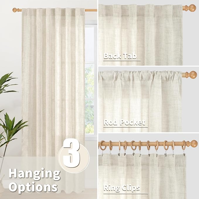 YoungsTex Short Linen Curtains 36 Inch Length - Image 6