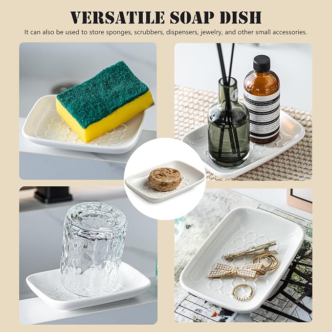 Gomakren Soap Dish for Shower, Bar Soap Holder, Ceramic Soap Dishes for Bar Soap - Image 8