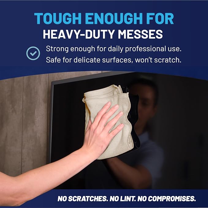 MW Pro Microfiber Cleaning Cloth | Sand | 12 Pack | 16” x 16” | All Purpose - Image 6