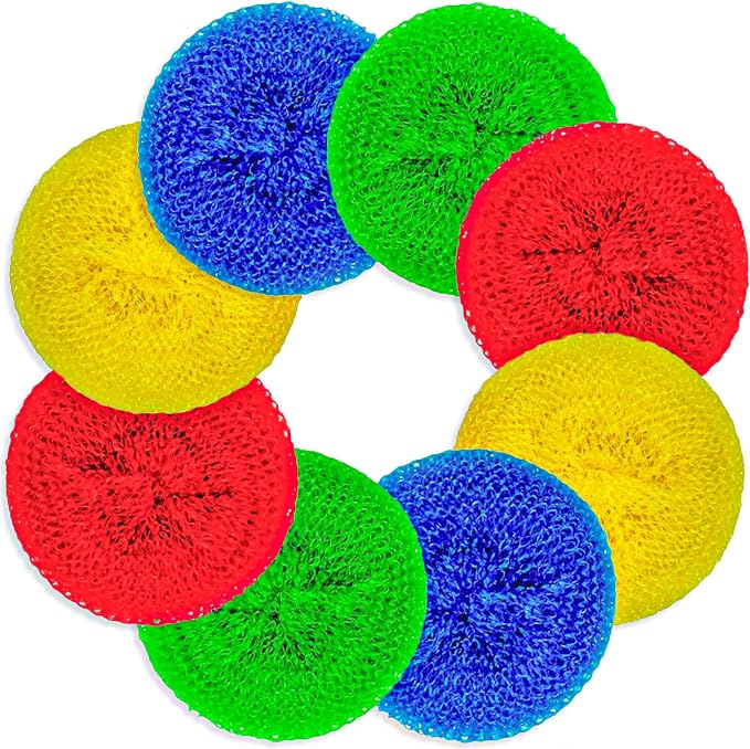 DecorRack 12 Mesh Scourers, Premium Non-Scratch Plastic Scourers, Stain - Image 5
