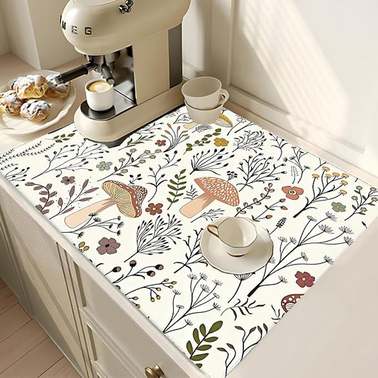 Cute Mushrooms Dish Drying Mat 18x24 inches Microfiber Absorbent Fast Dry Mat - Image 2