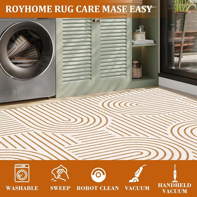 Modern Rug 2.5x8 Runners for Hallways, Abstract Kitchen Runner Rugs Non Slip - Image 7