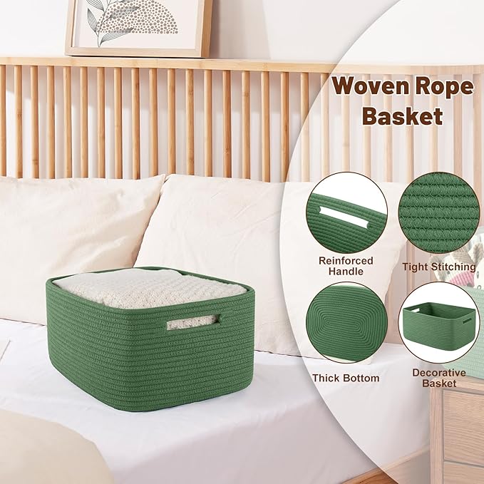 OIAHOMY Storage Basket for Shelves, Closet Cube Storage Bins Baskets for - Image 3