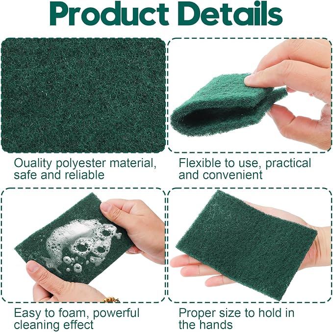 Jucoan 120 Pack Heavy Duty Scouring Pads, 4 x 6 Inch Non-Scratch Scrub Pads - Image 3