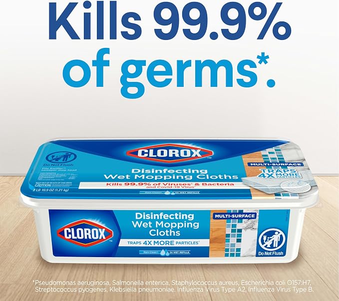 Clorox Disinfecting Wet Mop Pad, Disposable Mop Heads, Rain Clean, 2 Packs - Image 2