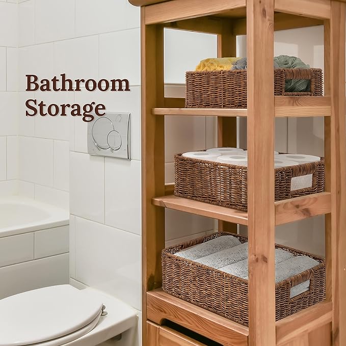 Baskets for Organizing, Undershelf Wicker Storage, Hand Woven Organizer for - Image 5
