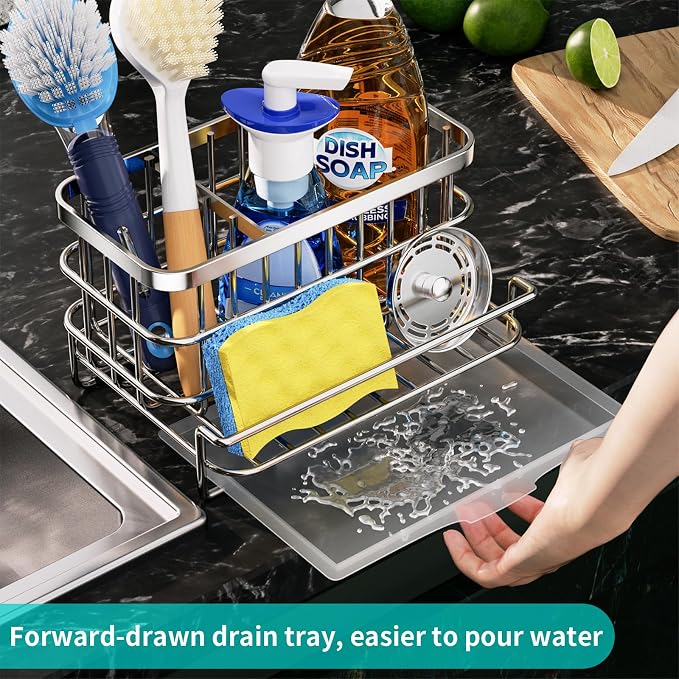 HapiRm Kitchen Sink Organizer, SUS304 Stainless Steel Rustproof Multifunctional - Image 6