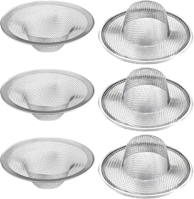 6 pcs Heavy Duty Stainless Steel Slop Basket Filter Trap, 2.75" Top / 1" Mesh by BESSEEK