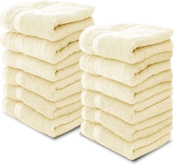 White Classic Luxury Cotton Washcloths 13x13 Inch by WhiteClassic
