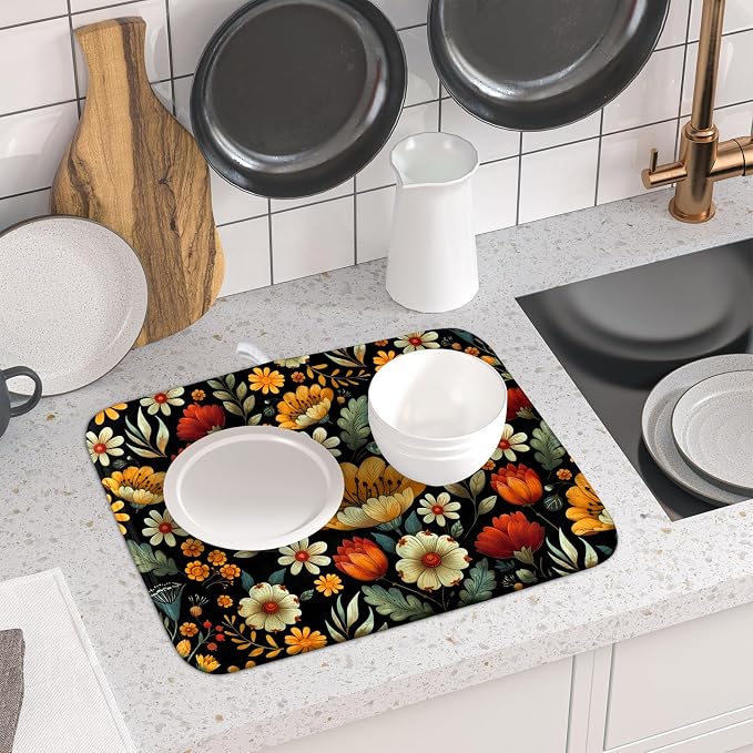 Vintage Boho Floral Dish Drying Mat - Image 6