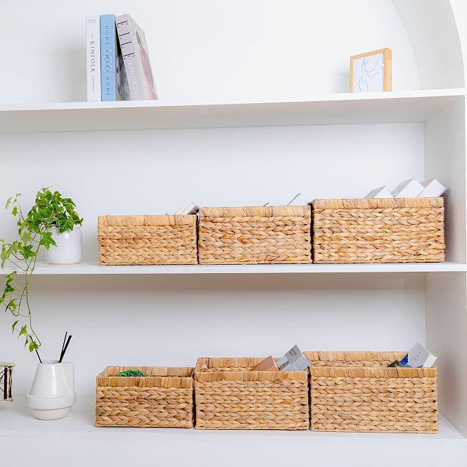 Set of 6 Wicker Storage Basket, Water Hyacinth Storage Baskets, Wicker Storage - Image 3