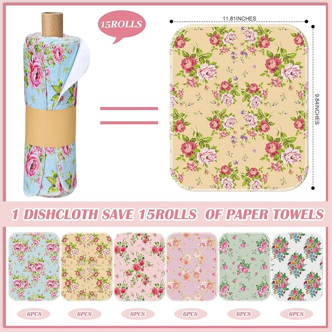 36 Pack Reusable Cleaning Cloths Washable Cotton Kitchen Dish Towels - Image 2
