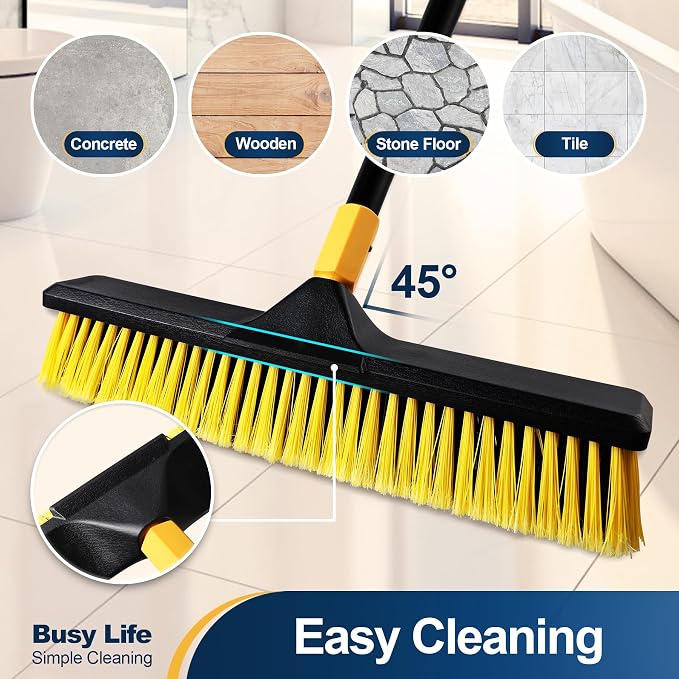 Yocada 18 Inch Push Broom Heavy-Duty Outdoor Commercial Broom Brush Stiff - Image 5