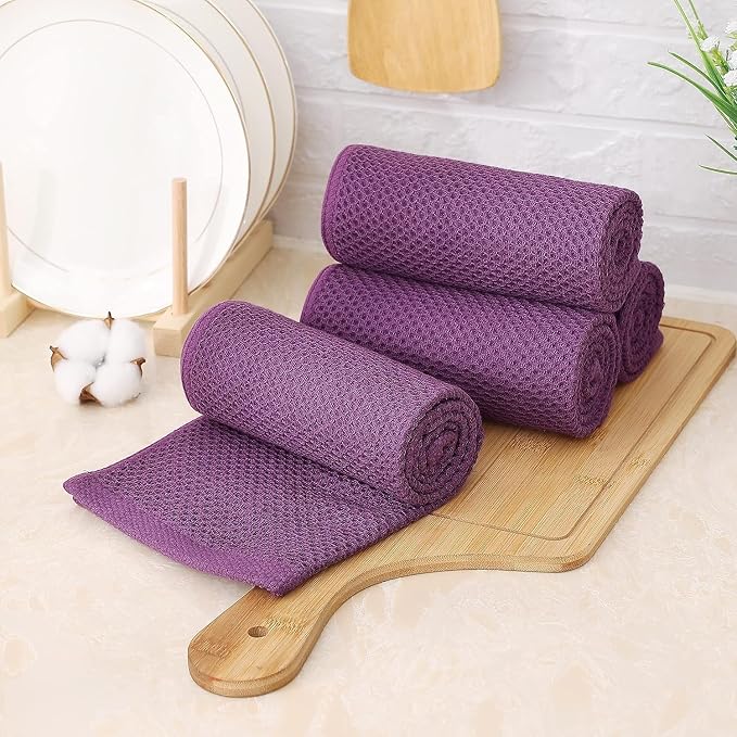 Kitinjoy 100% Cotton Waffle Weave Kitchen Hand Towels - Image 6
