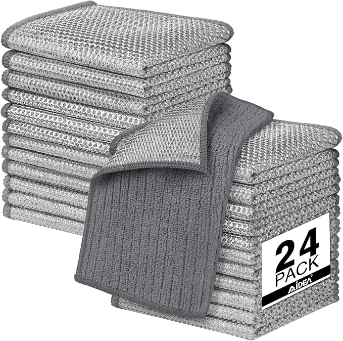 AIDEA Non Scratch Wire Dishcloth 24PK, Upgraded Wire Dishwashing Rag by AIDEAHOME