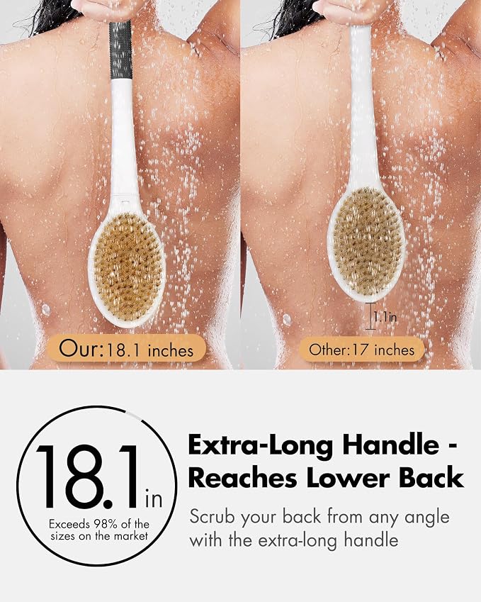 Back Scrubber Anti Slip for Shower: 18.1'' Long Handle Bath Brush - Image 2