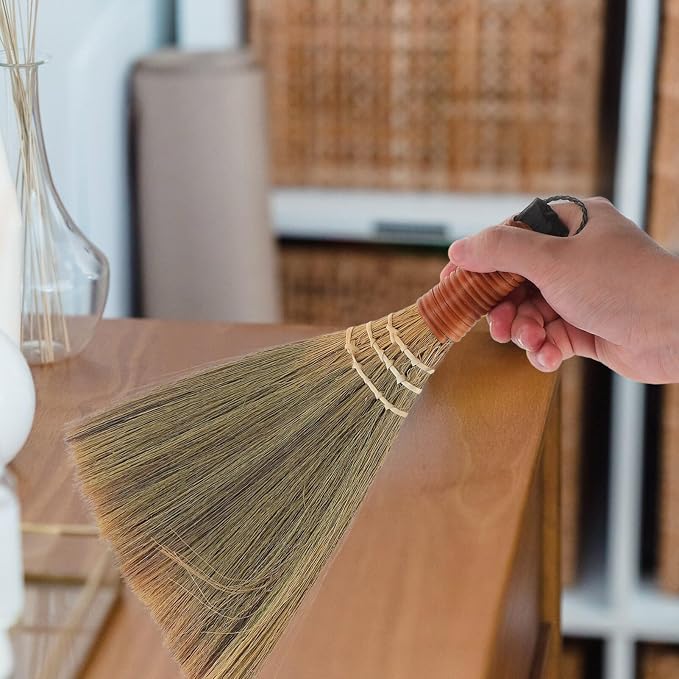 Soft-Haired Mini Broom 12.20 Inch Short Handle Dust Sweeper - Image 4