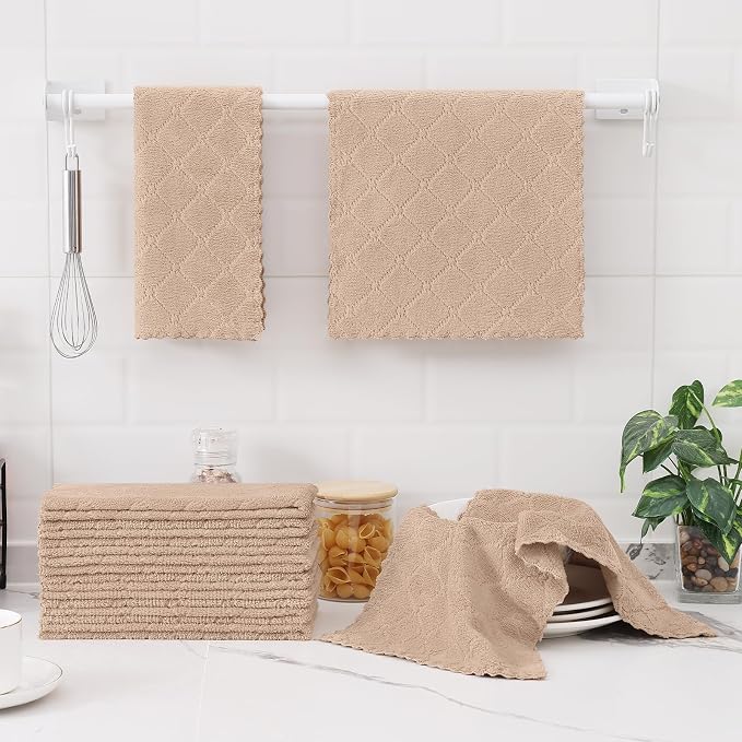 Homaxy 12 Pack Dish Towels for Kitchen, Super Soft and Absorbent Coral Velvet - Image 6