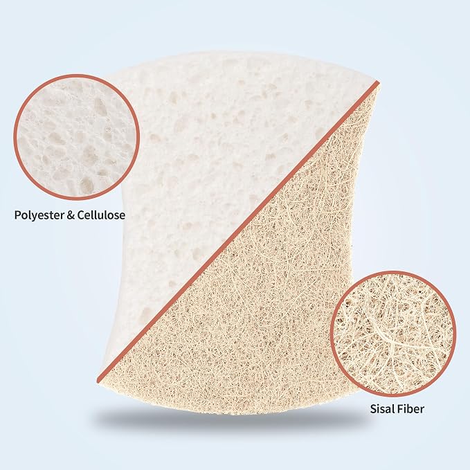 HOMERHYME Natural Dish Sponge 48 Pack, Non-Scratch Scrub Sponge, Eco - Image 2