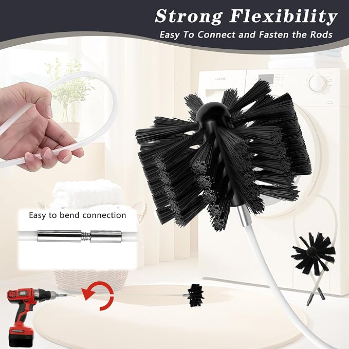 Chimney Sweep Kit Chimney Brush Kit Chimney Cleaning Kit, 16FT Dryer Vent - Image 3