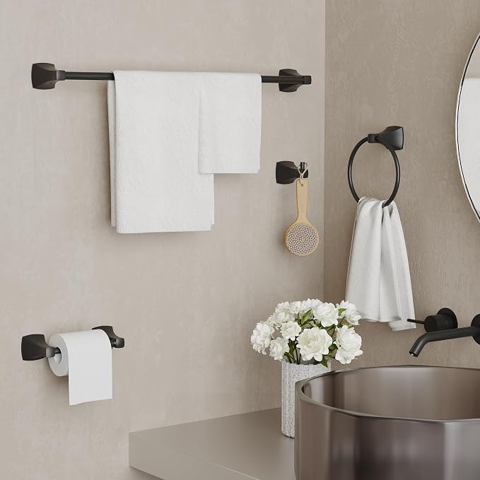 4 Pieces Bathroom Hardware Accessories Set Towel Bar Towel Holder Robe Hook - Image 2