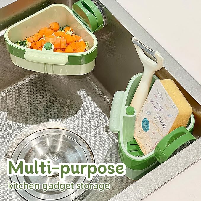 Suction Cup Sink Corner Rack 2026 Upgrade Corner Sink Strainer Basket Automatic - Image 2