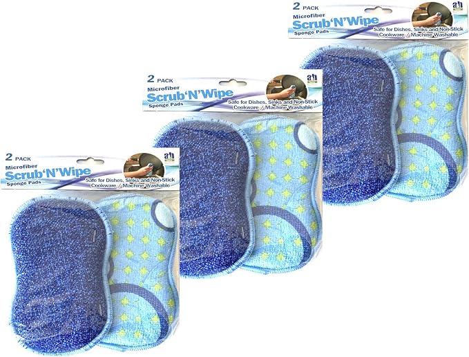 Microfiber Double Sided Scrub & Wipe Sponge Pad - Image 3