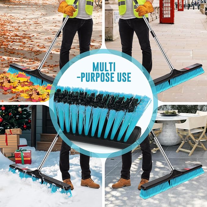 24" Push Broom, Heavy Duty Outdoor Commercial Broom - Image 3