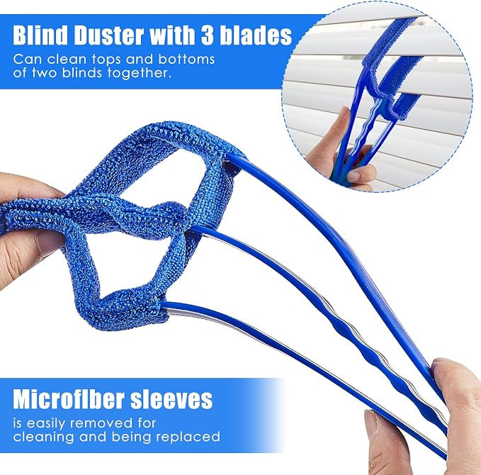 4 Pcs Window Venetian Blind Cleaner Duster Tool 7 Finger Blind Rush and Shutter - Image 2