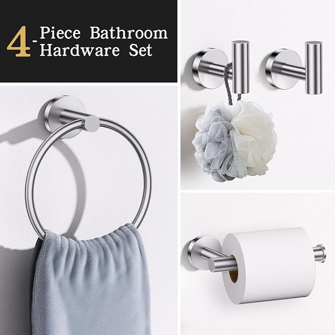 Lairuier Bathroom Hardware Set, 4-pieceTowel Holder Set Include Toilet Paper - Image 3